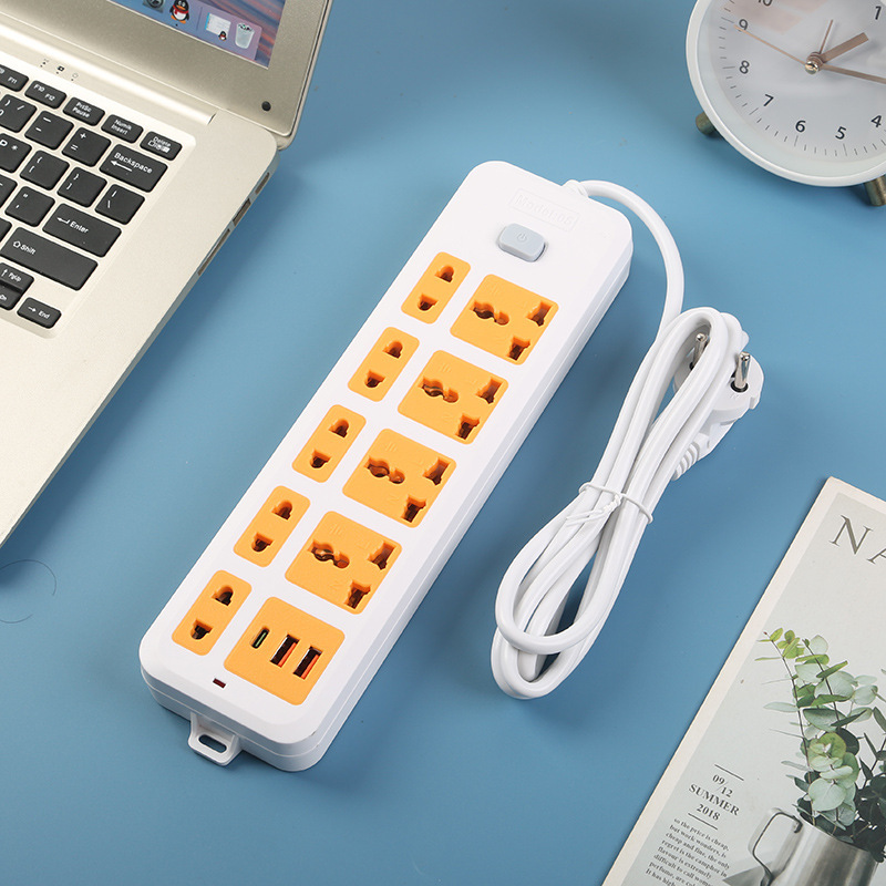 2USB + 1Type-c interfaz de carga de teléfono azul amarillo gris estándar británico estándar europeo estándar americano
