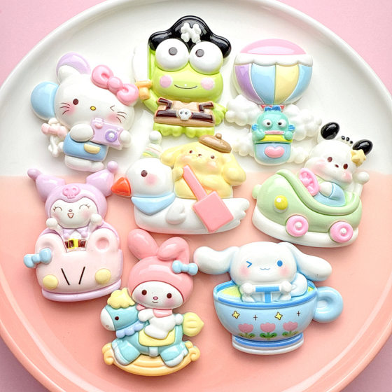 Big card amusement three three cartoon resin accessories cream glue diy refrigerator headdress key chain shoe flower material wholesale