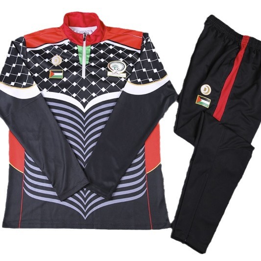 Herrenbekleidung langärmliger Trainingsanzug Herbst- und Wintersportbekleidung Pullover mit halbem Reißverschluss Palästinensischer langärmliger Trainingsanzug_voghion.com
