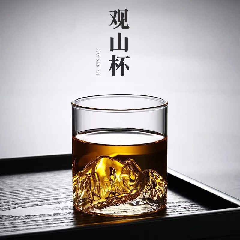 High Borosilicate Glass Guanshan Cup Household Juice Wine Tea Cup Creative Niche Whiskey Cup Heat Resistant Coffee Tea Water Cup
