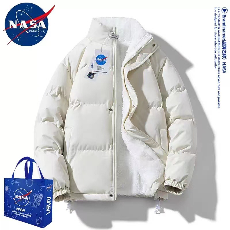 Abrigo acolchado de algodón de la NASA para hombre falso de dos piezas abrigo con capucha de la marca de moda japonesa Abrigo con capucha de los hombres transfronterizos sueltos más tamaño Abrigo acolchado de algodón engrosado chaqueta acolchada de algodón