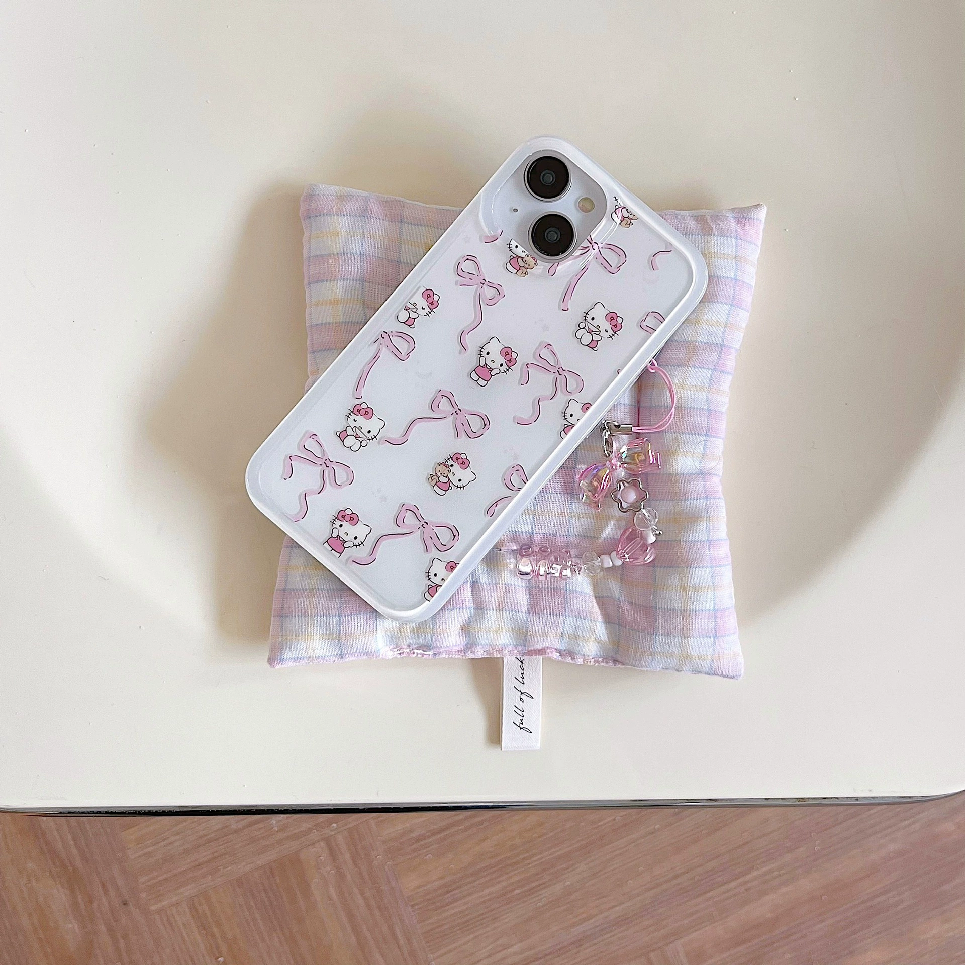 Japanese and Korean personalized silk ribbon KT cats applicable 13/14promax Apple 12 anti -drop Ak clan node chain Pro