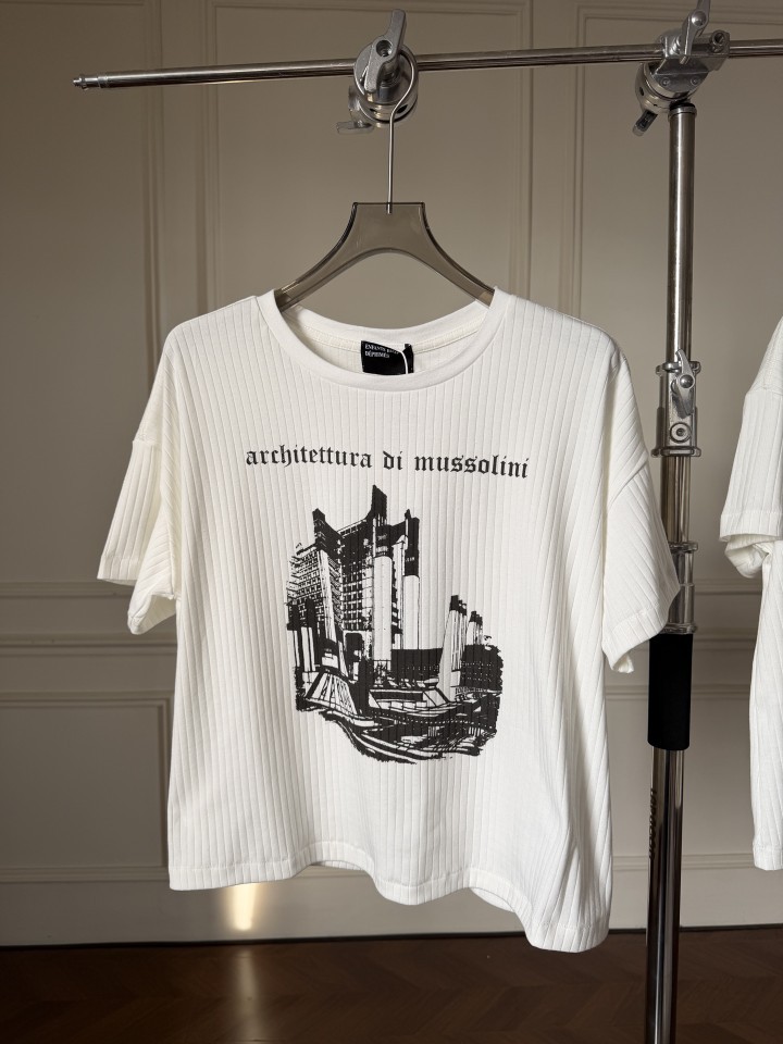 ERD25ss Mussolini anti-war vertical striped portrait knitted T-shirt short sleeve for the melancholic wealthy young generation