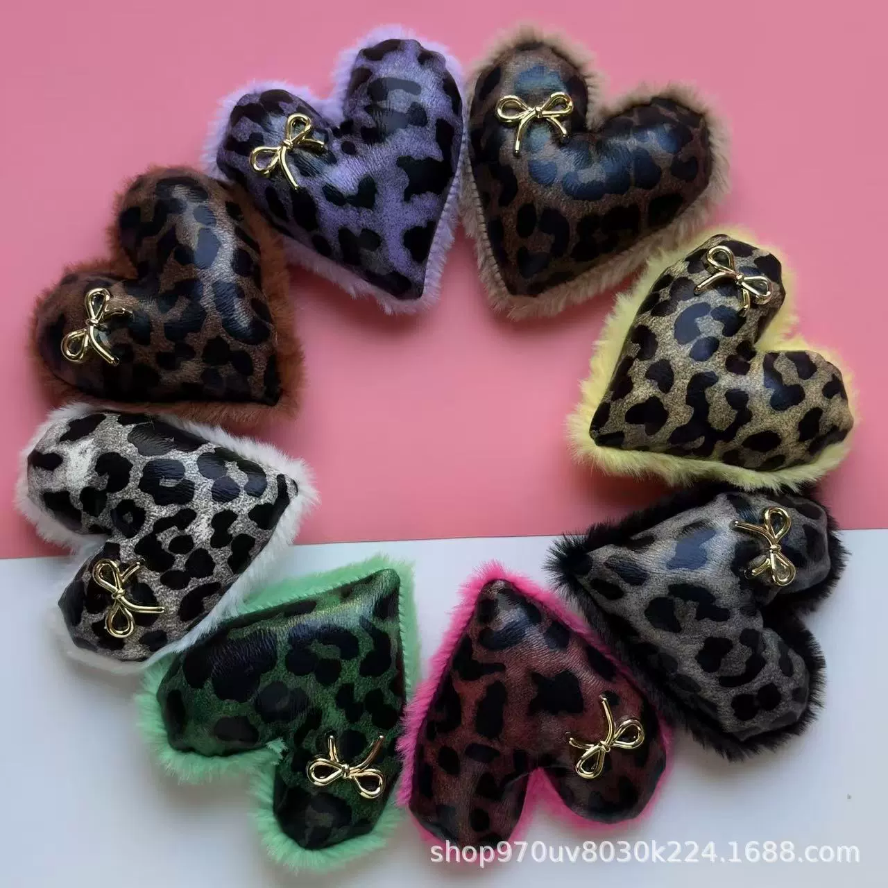 Осенние и зимние корейские леопардовые меховые сшивания персикового сердца DIY аксессуары для обуви аксессуары для одежды Подарки для мобильного телефона украшения