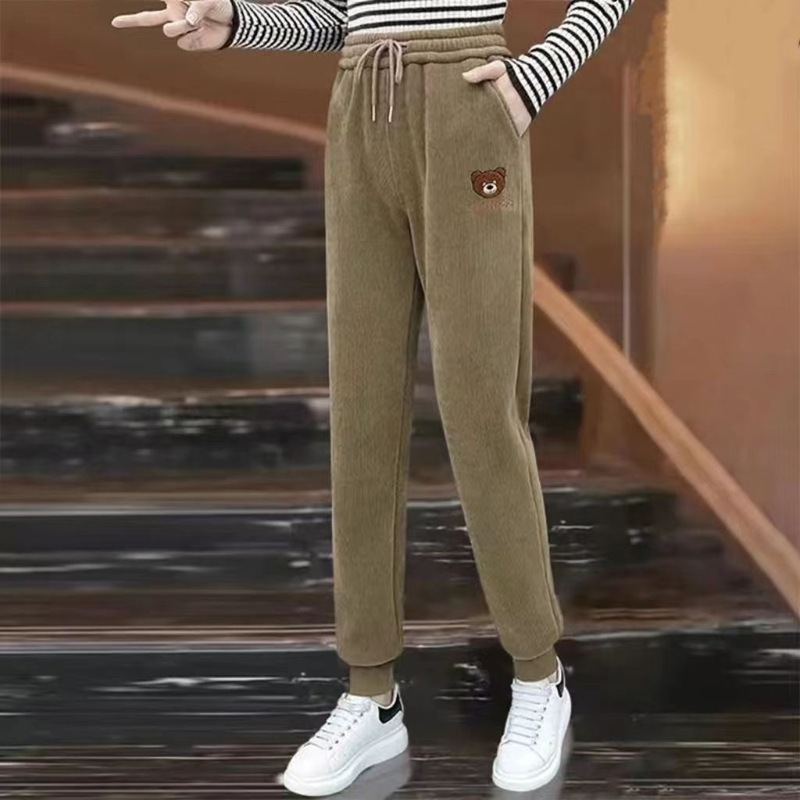 秋の女性用ゆったり着痩せ効果のあるハイウエストストレートパンツ、冬のカジュアルハーレムパンツ、キャロットパンツ、コーデュロイパンツ|undefined