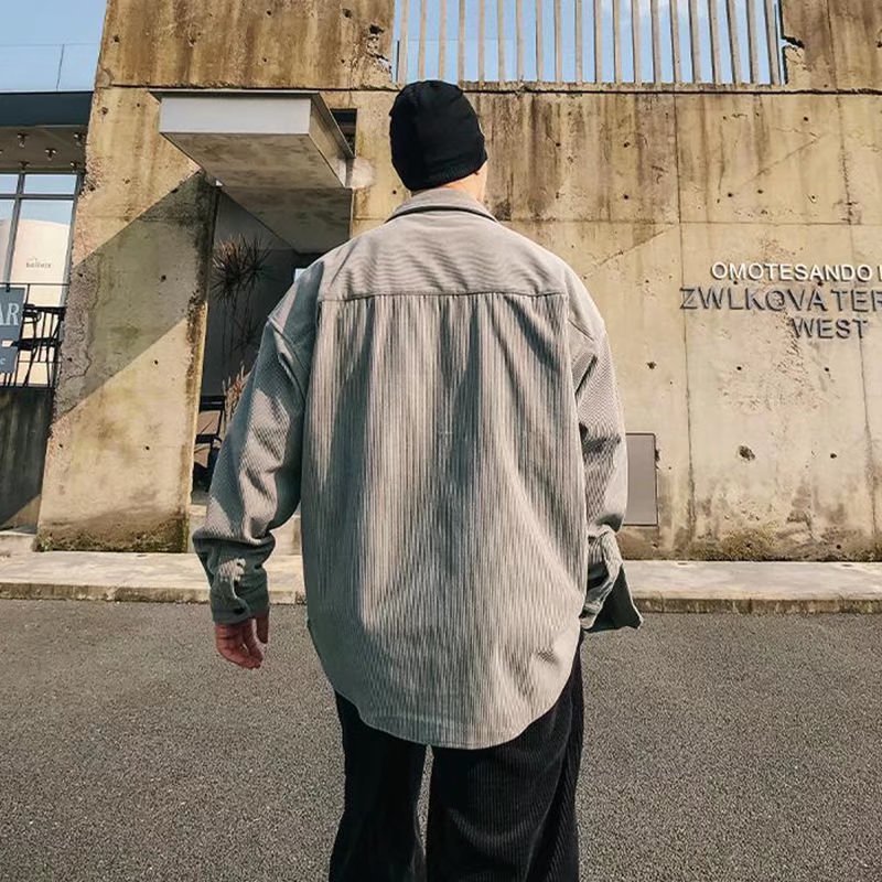 Primavera y otoño nuevo High Street retro PANA ropa de trabajo camisa de los hombres japonés suelta más tamaño marca de moda multi-Bolsillo cardigan