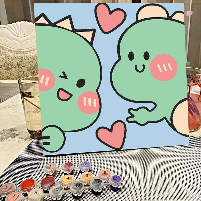 デジタル油絵diyの塗り絵の子供は漫画のアニメを埋めて色を塗ります。|undefined