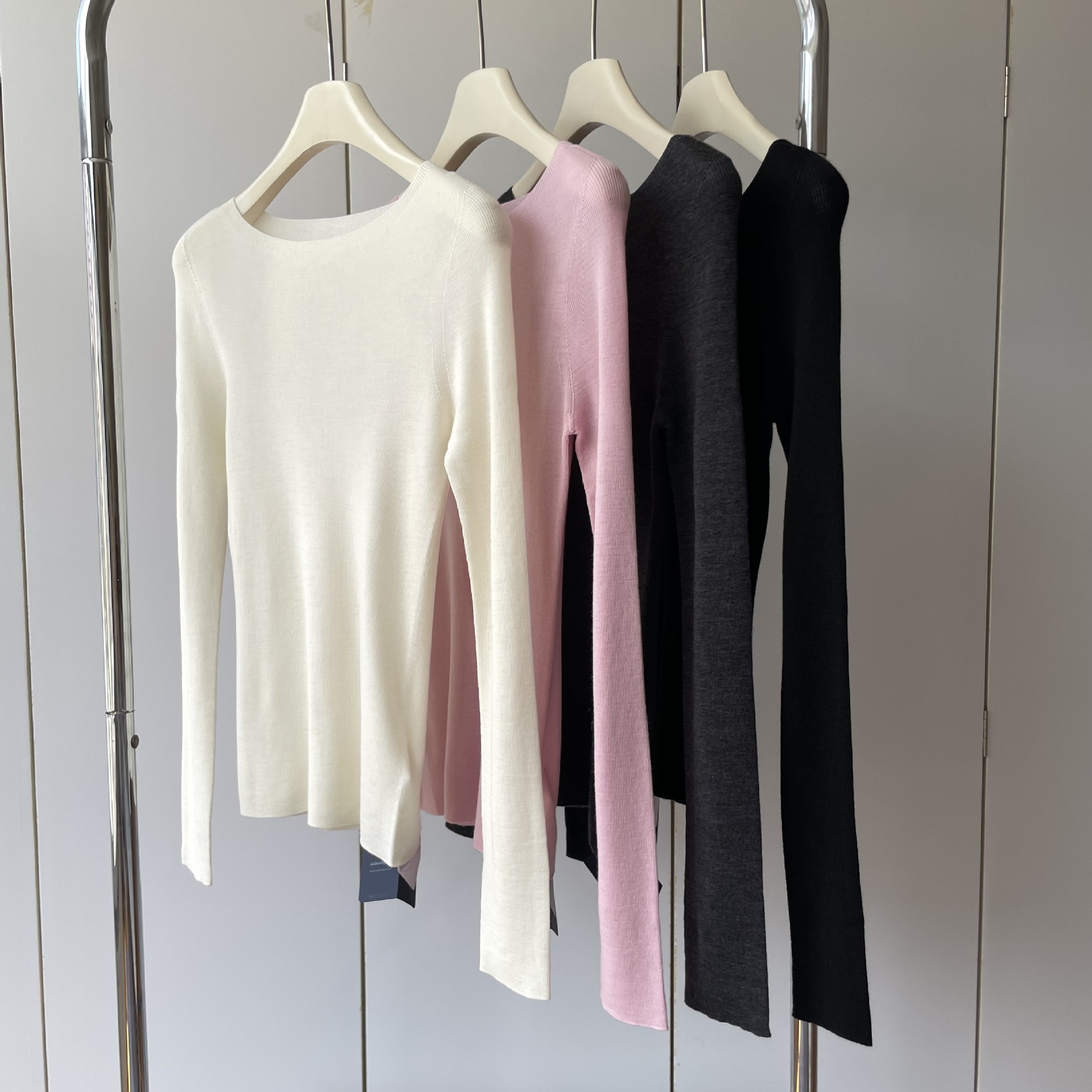 60-Count Double-Strand Yangtze Yarn Seamless One-Line Garment! 100 Wool One-Line Collar Lightweight Slimming Look Knitwear for Women in Autumn