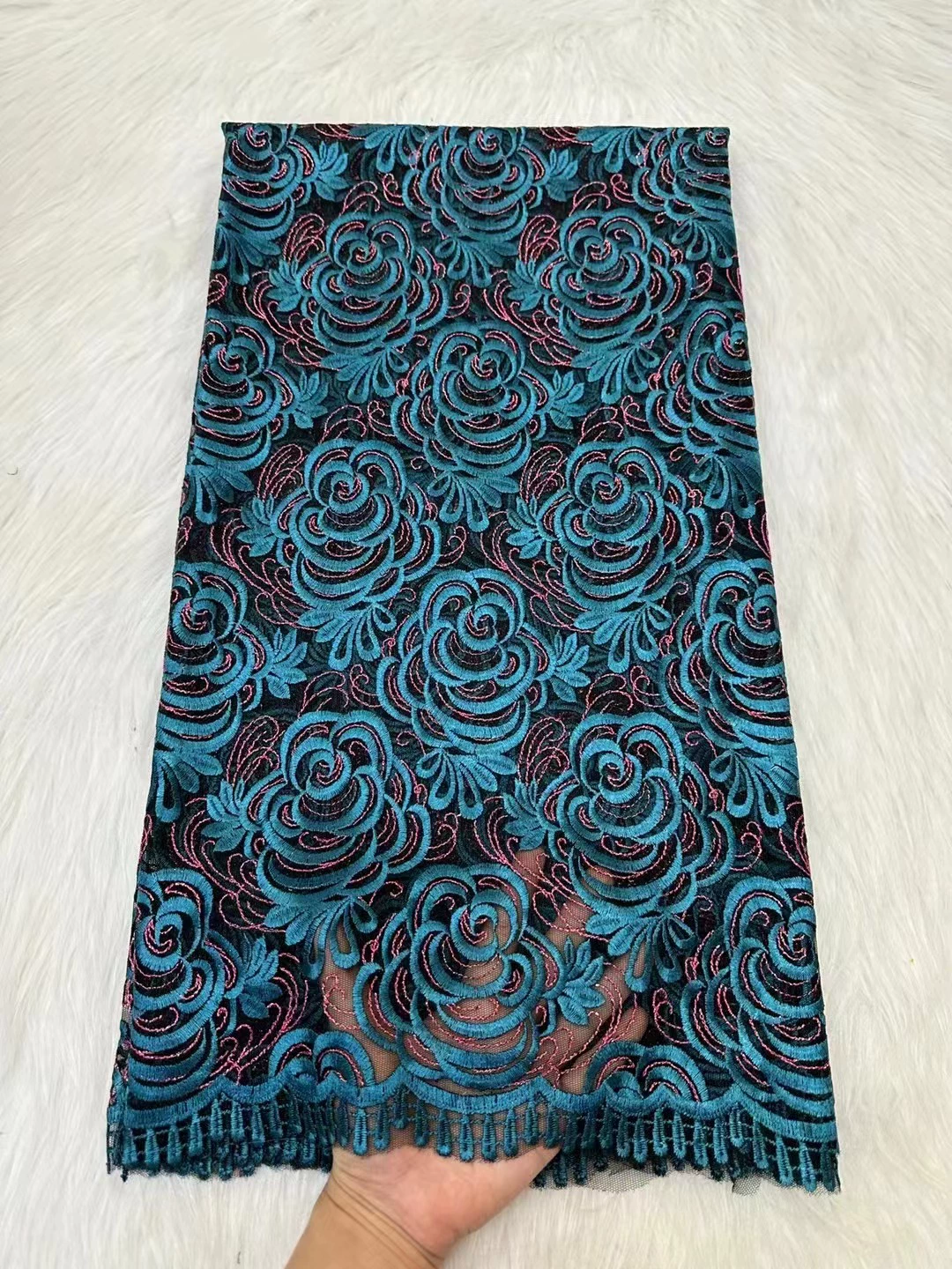 Two -color golden line gauze embroidery fabric Mom installed Quality Mesh LACE FACE FACE