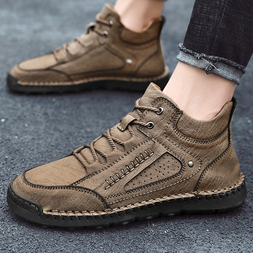 Men's Winter Warm Martin Boots Mid-Cheel Snow Boots British Style Sports Short Boots Work Casual Outdoor Boots for Larger Men