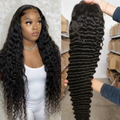 外国貿易の商品の供給源の加工費の長い小さいカールのwigの本物の人の髪の前のレースの頭カバーの欧米のファッションのかつら
