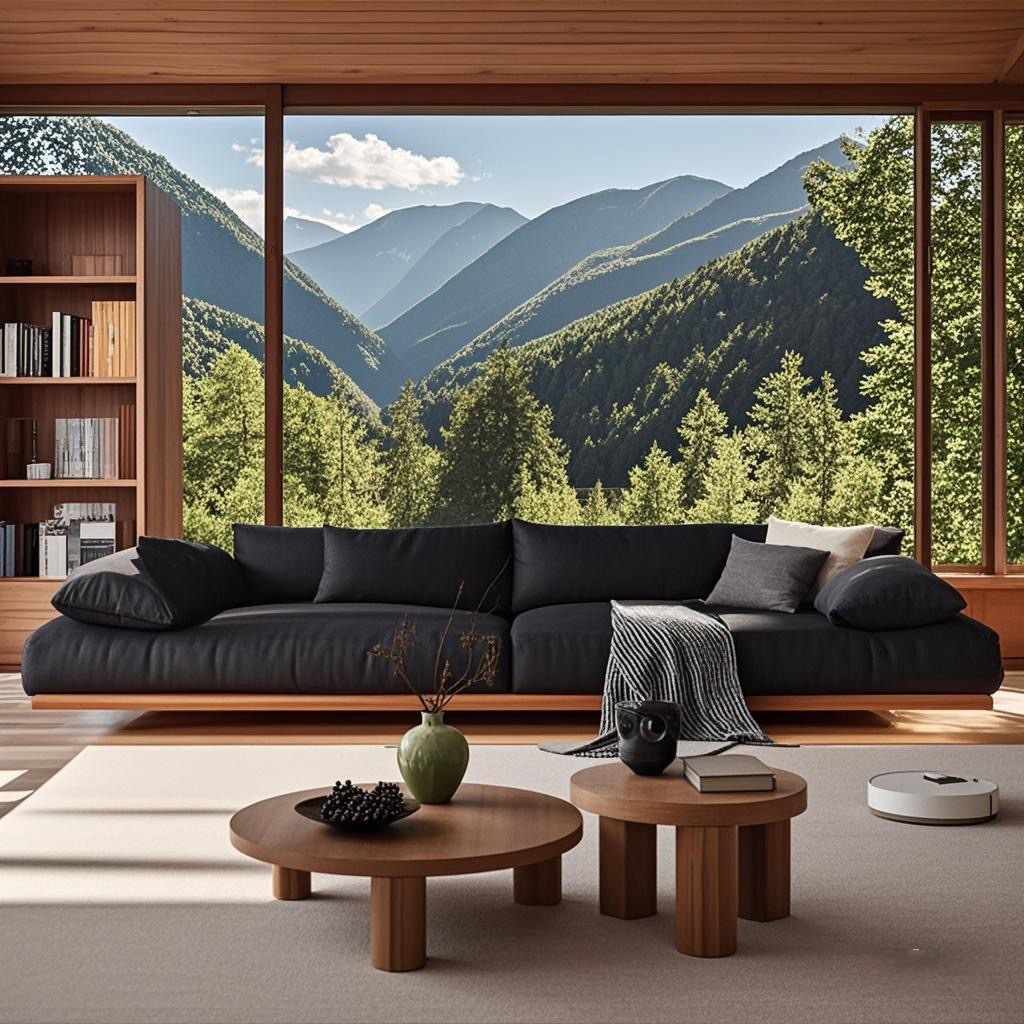 Medieval Style Suspended Modern Minimalist Living Room Small Apartment Retro Black Puff Combination Leather Sofa Light Luxury and High-End Sense