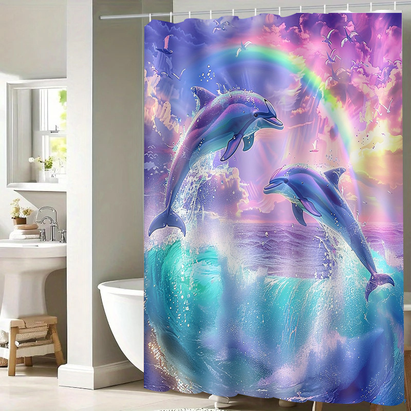 Waterproof and Mildew-Proof Thickened Shower Curtain Set, Bathroom No-Drill Partition Curtain, Door Curtain, Window Hanging Curtain, Cross-Border
