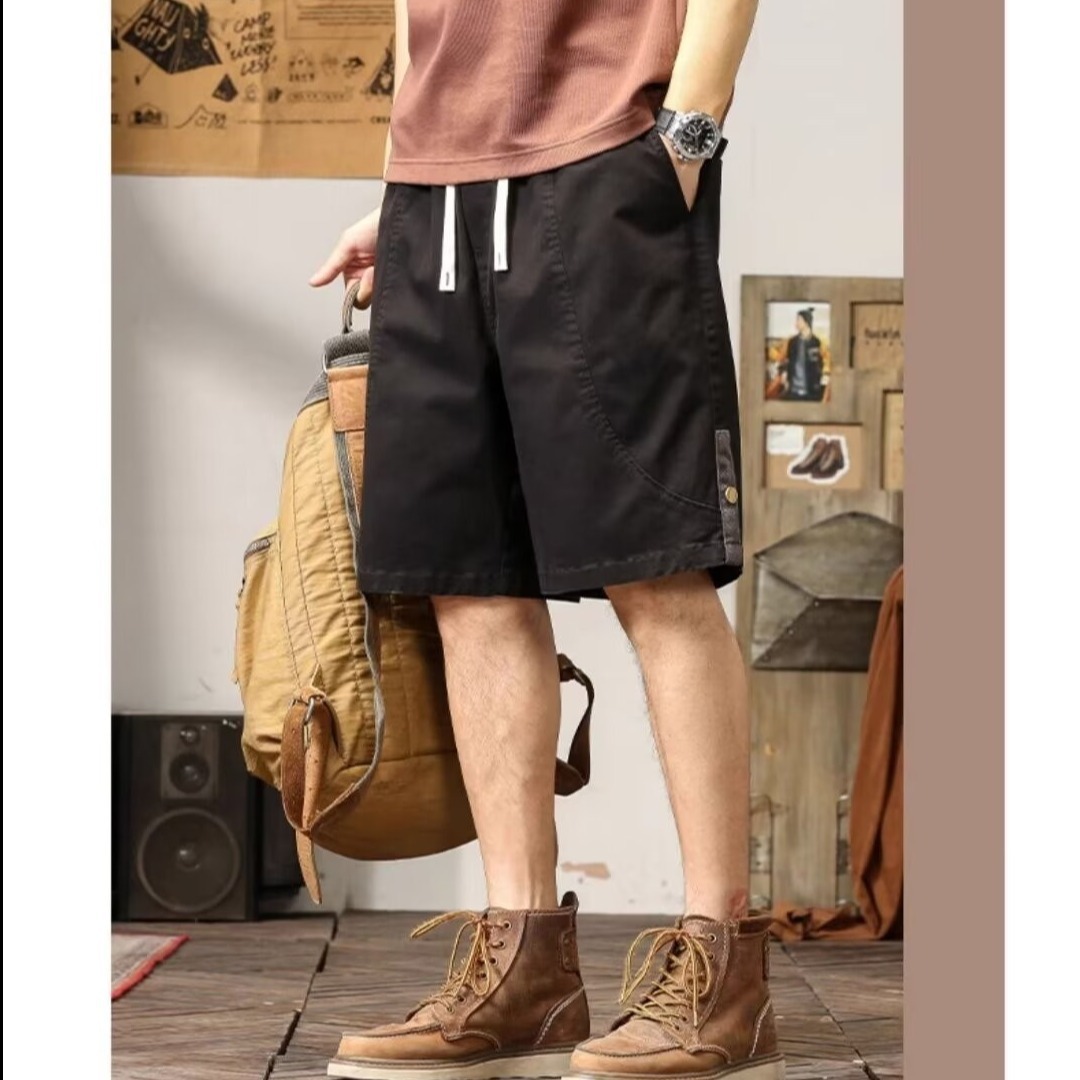 Japanese Retro Work Shorts Men Thin Loose Straight Trendy Versatile Multi-Pocket Functional Sports Knee-Length Shorts
