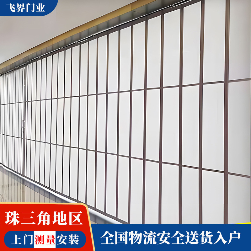 厂家直销铝合金水晶折叠门 商铺直条透明折叠门 收缩推拉水晶门