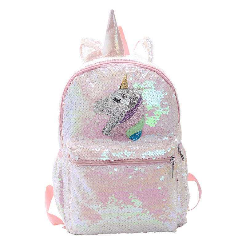 Cross-Border New Fashion Sequined Kidsren's Backpack Pink Lightweight Cute Cartoon Can Be Added with Logo Mini Versatile