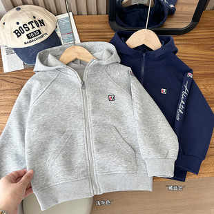 2024 Autumn Children's Wear Boys Children's Spring and Autumn Wear Hoodie Zipper Knitted Sports Top Coat School Uniform