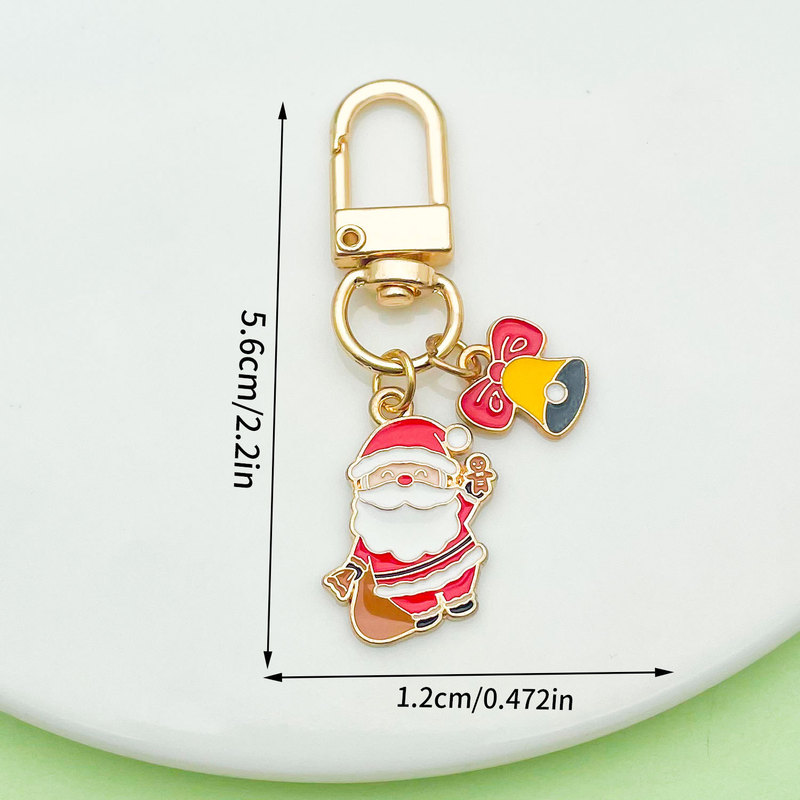 クロスボーダーサンタクロースの日クリスマスツリーデーかわいいキーホルダー合金キーチェーンバッグペンダントジュエリー小さなギフト|undefined
