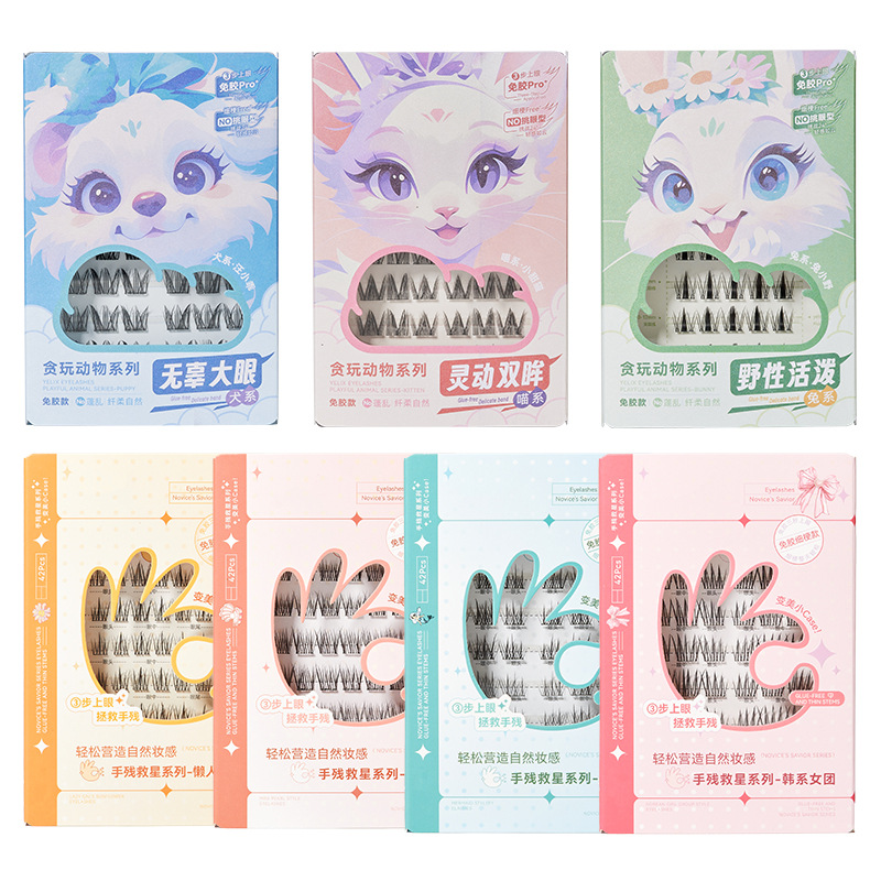Fábrica sin pegamento dulce camellia trilogía perezosa natural densa colección de ojos de cómics de zorro falso pestañas al por mayor