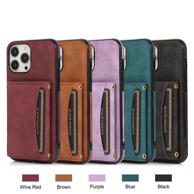 Applicable iphone12pro mobile phone shell frosted leather pattern Apple 13 card leather case 7/8Plus wallet protective case