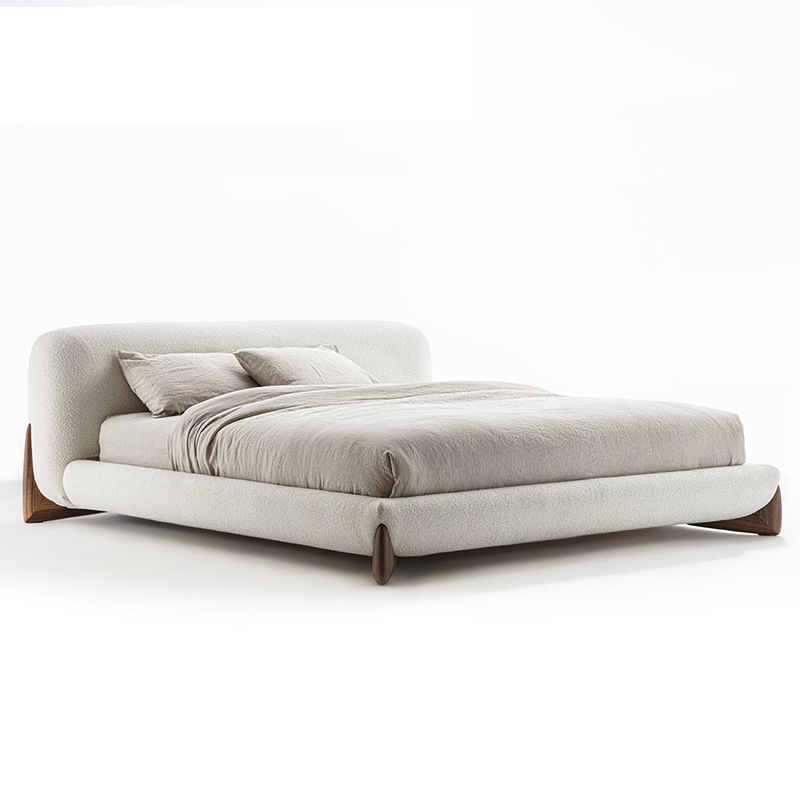 Italiano minimalista cama tela de cordero PORADA dormitorio crema estilo simple grande y pequeño apartamento suave bolsa doble boda image 7