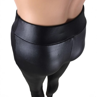 2025 AliExpress cross-border Europe and the United States full imitation leather stitching leggings 4 color slim trim leg pants pants imitation leather pants