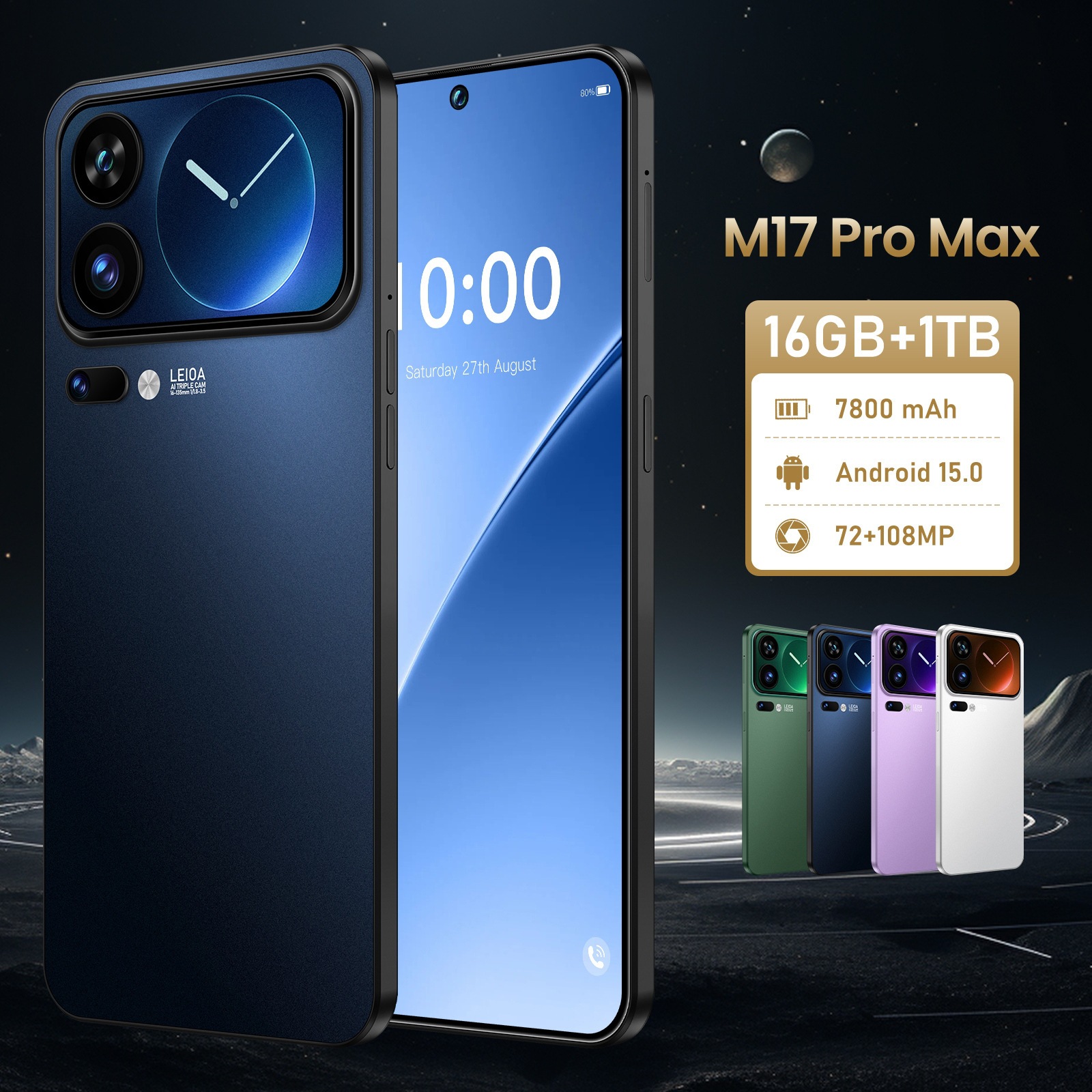 M17 Pro Max mobile phone 16+1TB Android smart 7.3inch large screen direct sales from the source factory, can be shipped on behalf of others