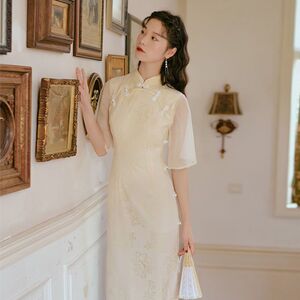 Cham chinese dress qipao cheongsam dress Chinese style dress hanfu cheongsam female students young maiden temperament of long dress