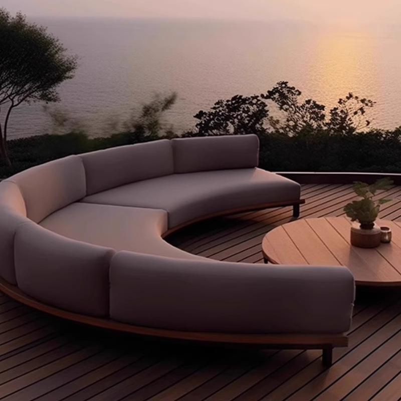 Sofá al aire libre Villa de madera maciza combinación de ocio tarjeta impermeable muebles mesas de té jardín al aire libre terraza teca