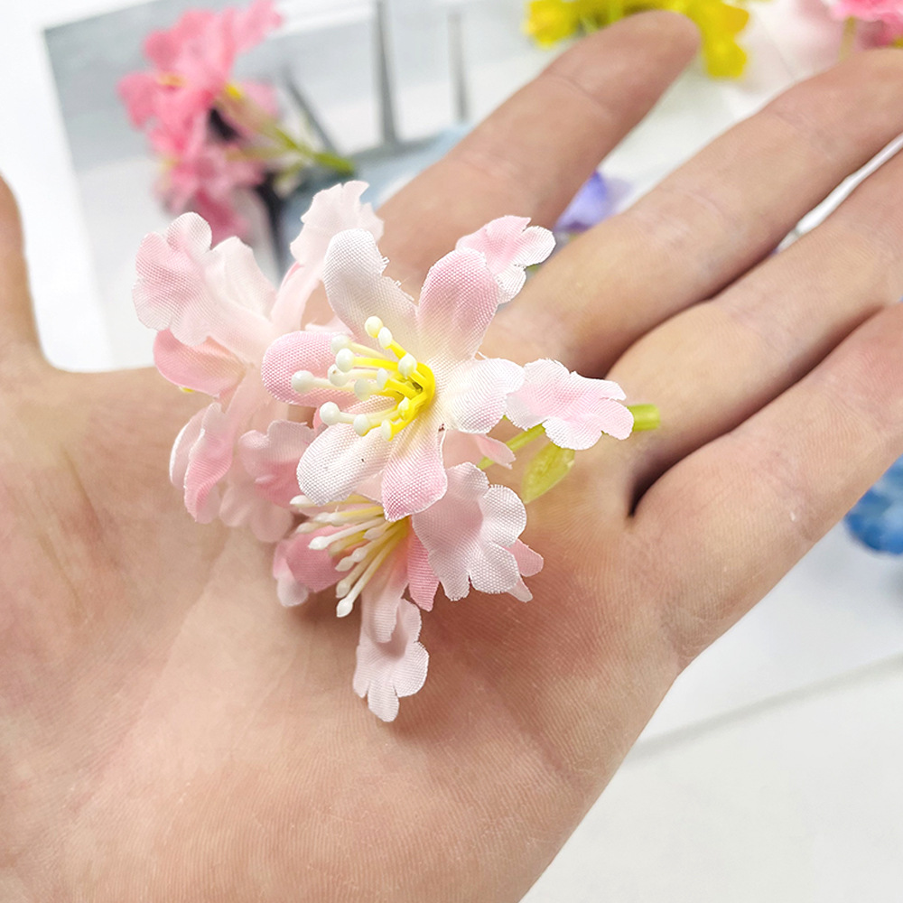 Simulación de 3 horquillas racimos de flores de hierba pequeña diy material de horquilla fabricación de flores falsas estilo ins decoración de ramillete Hanfu