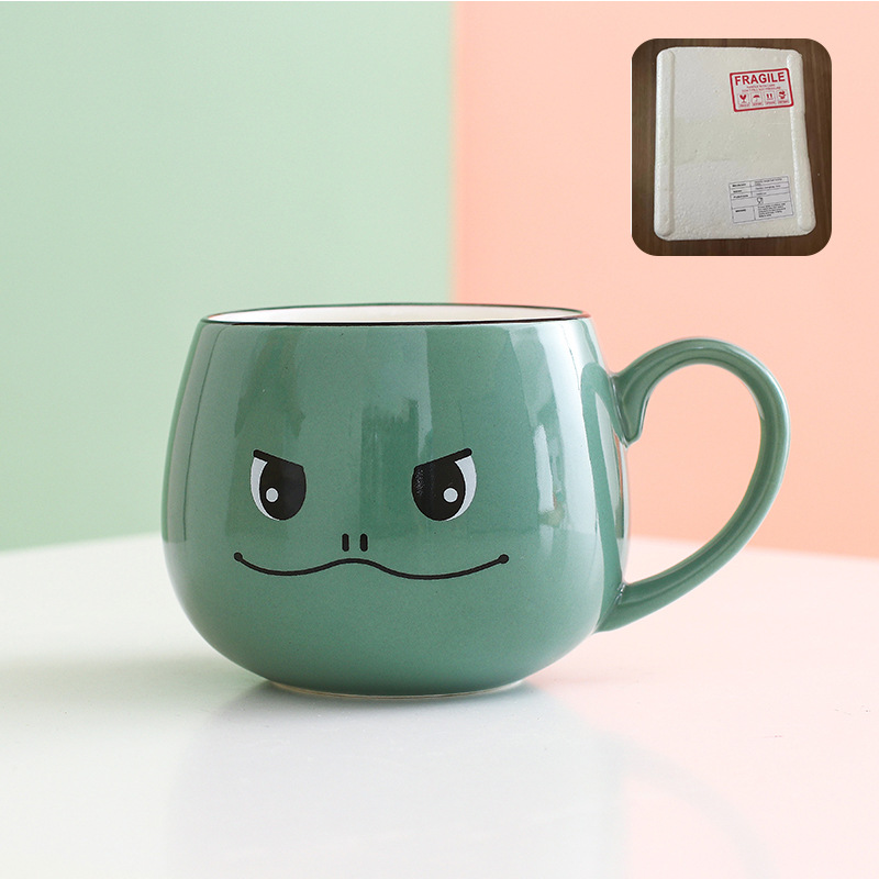 Taza de cerámica para parejas con tapa y cuchara, taza de café creativa de dibujos animados, taza de leche, taza personalizada creativa, linda y divertida