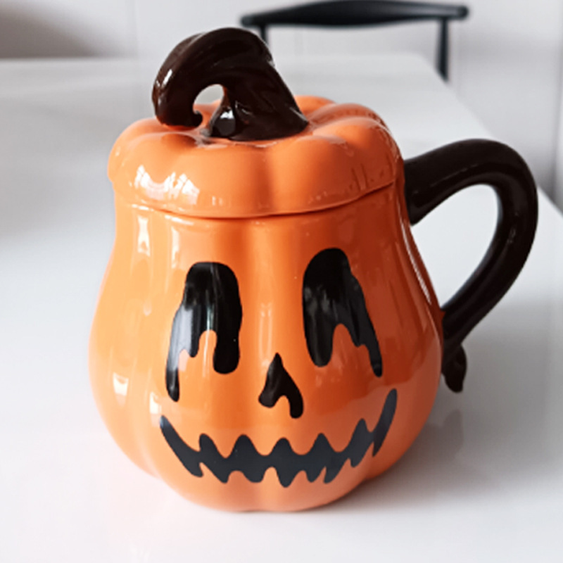 クリエイティブハロウィーンギフトカボチャ陶磁器カップレトロ漫画カップルカップ祝日マグカップセラミックカップ|undefined