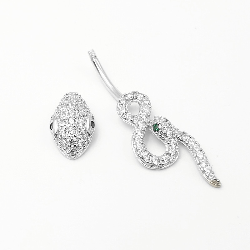 Fashion S925 Silver Ring, European Zodiac Diamond-studded Zircon Snake Navel Piercing, Wholesale From Cross-border Easy To Wear_voghion.com