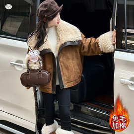 女童2025年冬季新款洋气大翻领小香风加绒加厚棉服女大童保暖外套