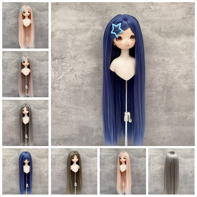 {Lucy wig} bjd baby fake hair 3/4/6 giant baby Keer soft high temperature silk straight bangs rough hair