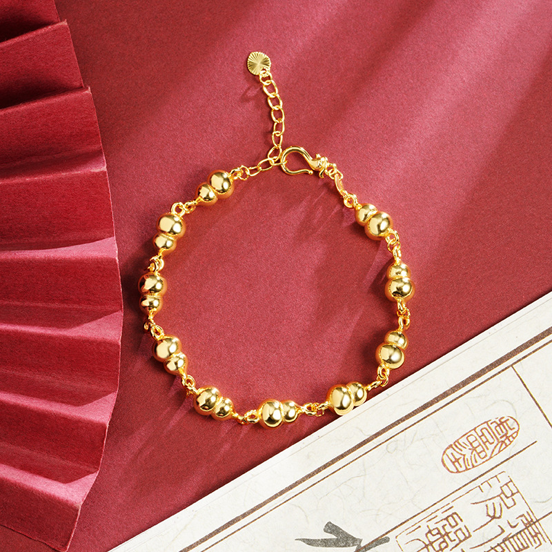 Nuevo gufa sha pulsera de oro nacional marea retro calabaza Fulu pulsera temperamento masculino y femenino bronce joyas chapadas en oro al por mayor