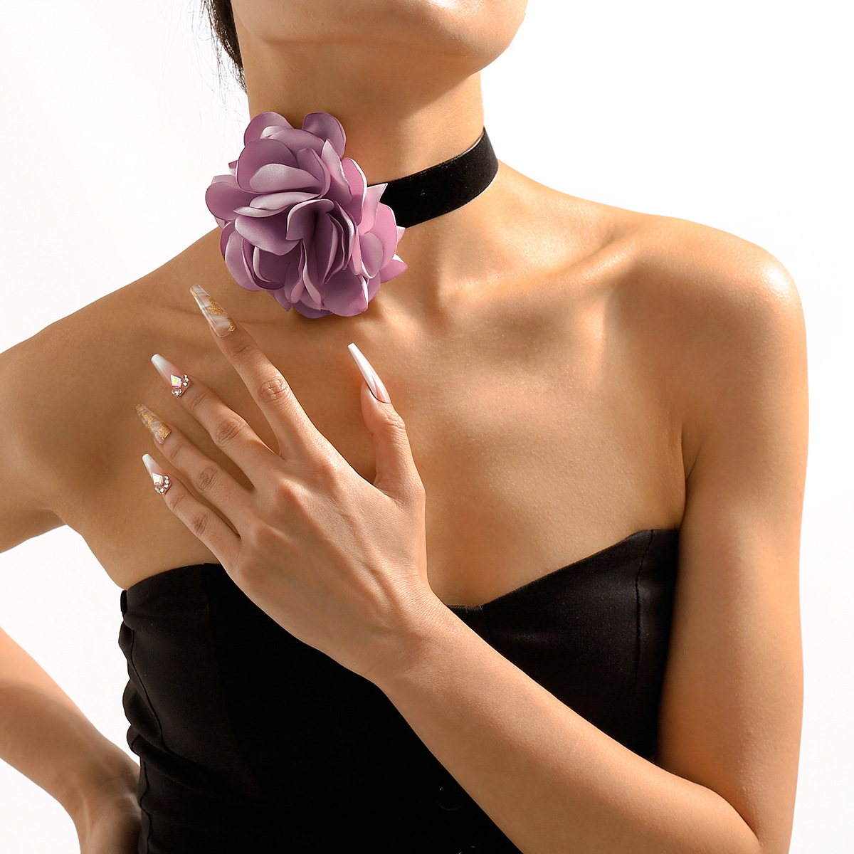 1 Pièce Mode Fleur Chiffon Flocage Tissu Fait Main Femmes Collier Ras De Cou display picture 9