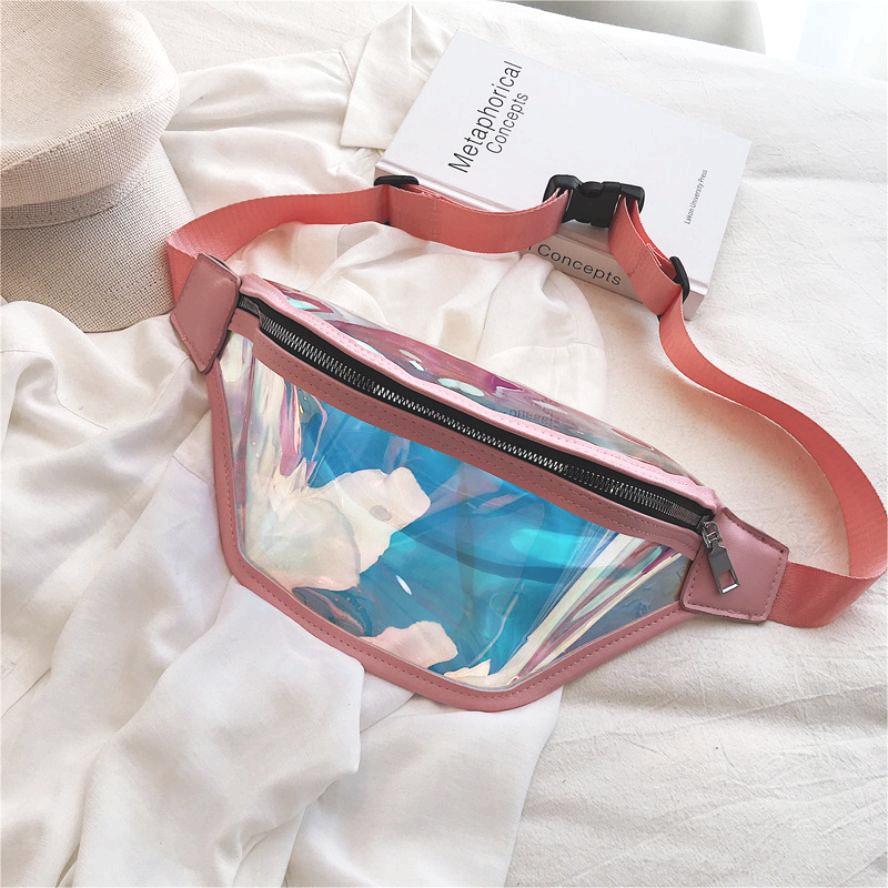 Casual, Daily Occasion PVC Material Women's Streetwear Solid Color PVC Waist Bags