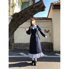 大码微胖韩系小众纯欲风学院长袖连衣裙秋冬季新款通勤气质裙子