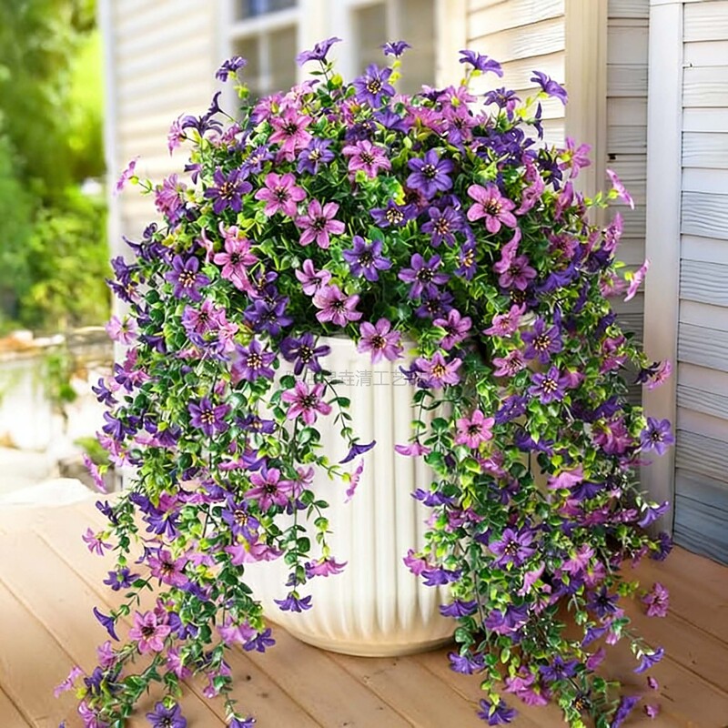 Cross-Border Artificial Six-Ear Orchid Vines, Eucalyptus Six-Ear Orchid Artificial Silk Flowers, Simulated Vines, Green Plants for Outdoor Decoration