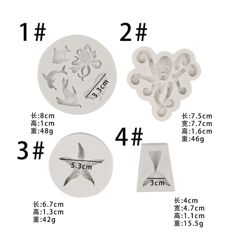 DIY Marina estrellas de mar pulpo delfín fondant cake molde silicona chocolate arcilla epoxi hecho a mano