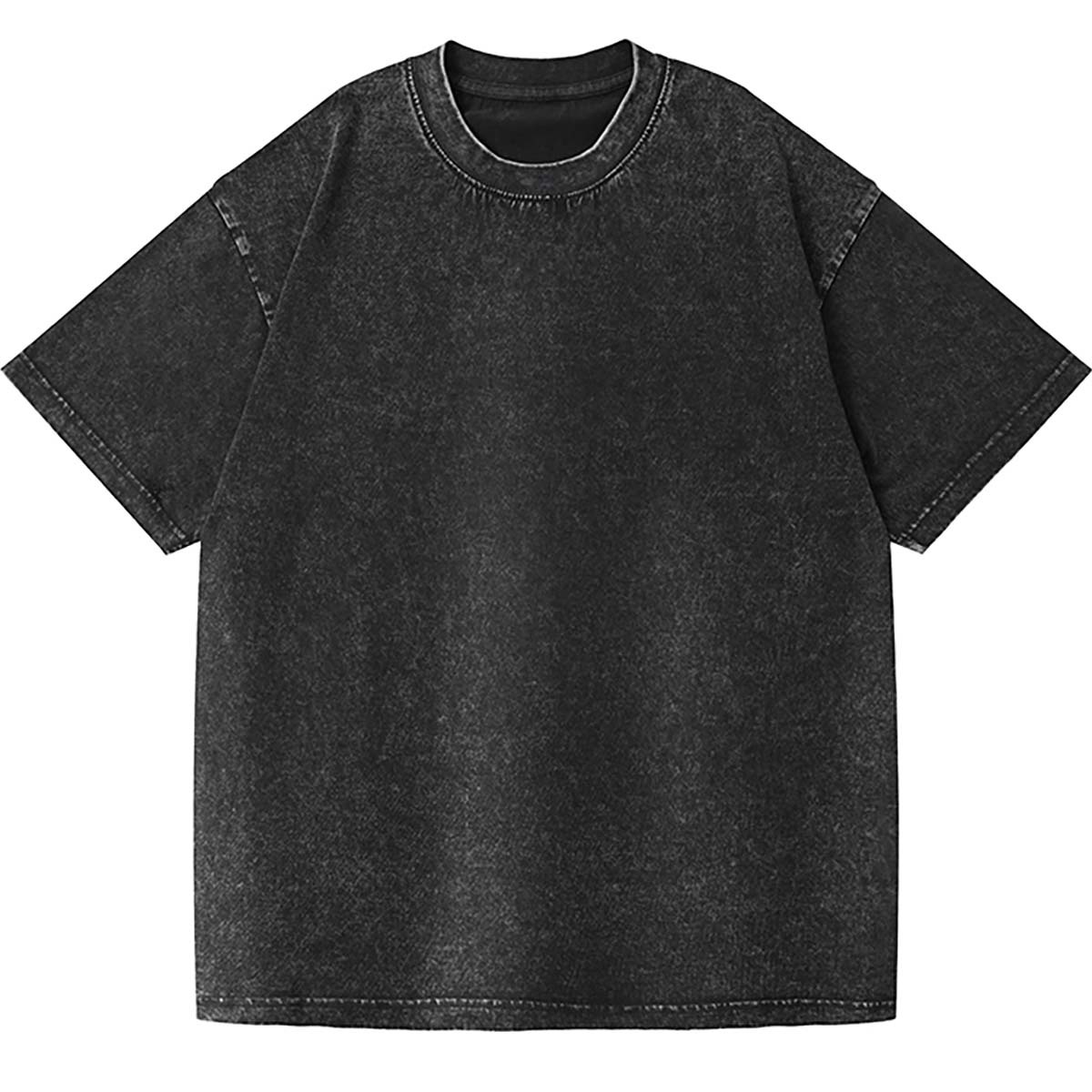 Lavado transfronterizo estadounidense, pesado y desgastado, patrón de logotipo de hombro caído de manga corta, comercio exterior personalizado al por mayor, gran tamaño