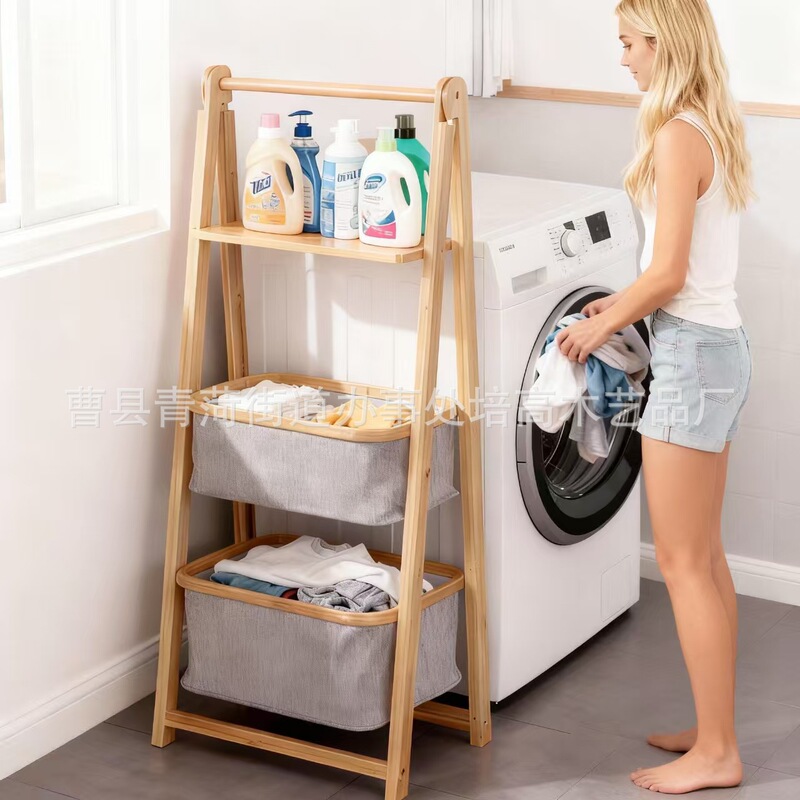 Household Wooden Foldable Storage Basket, Multi-Layer Dirty Clothes Storage Basket, Multi-Layer Dirty Clothes Hamper, Bamboo Cloth Storage Rack Household Wooden Foldable Storage Basket, Multi-Layer Dirty Clothes Storage Basket, Multi-Layer Dirty Clothes Hamper, Bamboo Cloth Storage Rack