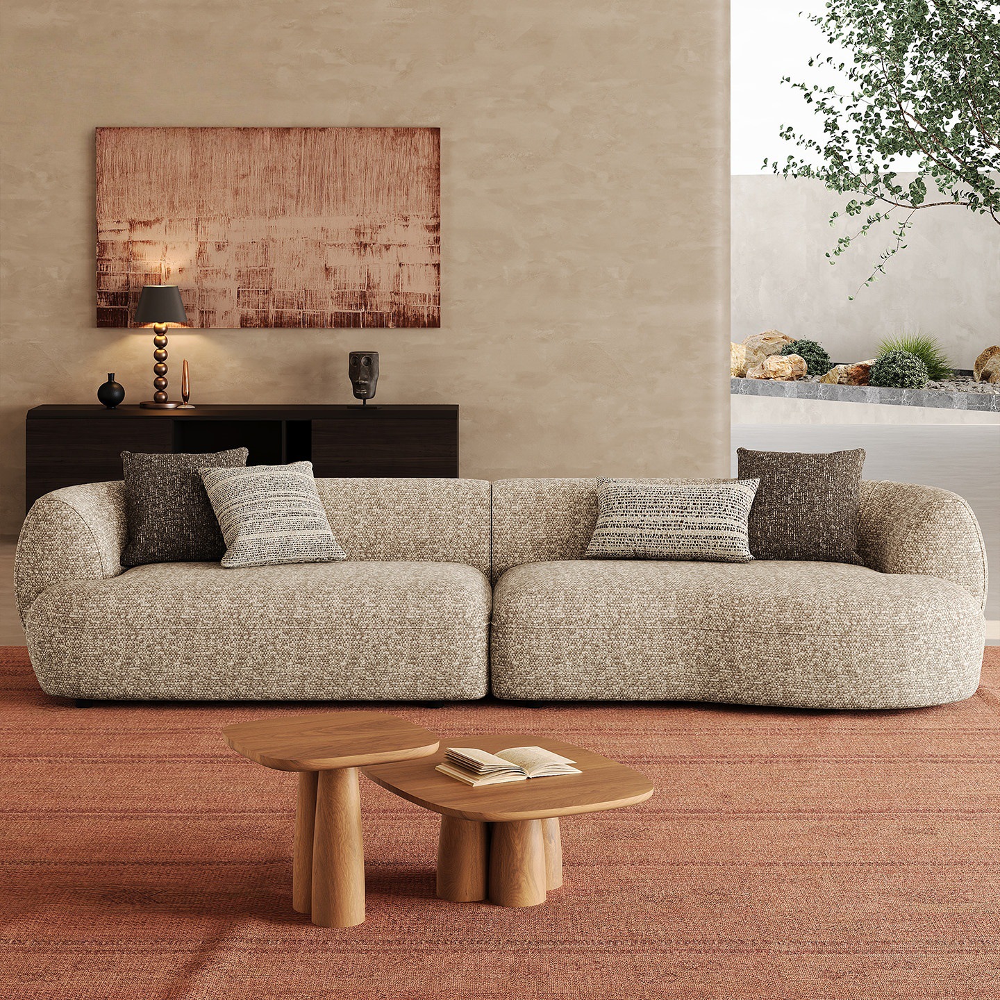 Sofá de tela de arco de viento silencioso moderno y simple diseñador de sala de estar grande combinación de sofá de duna de arena