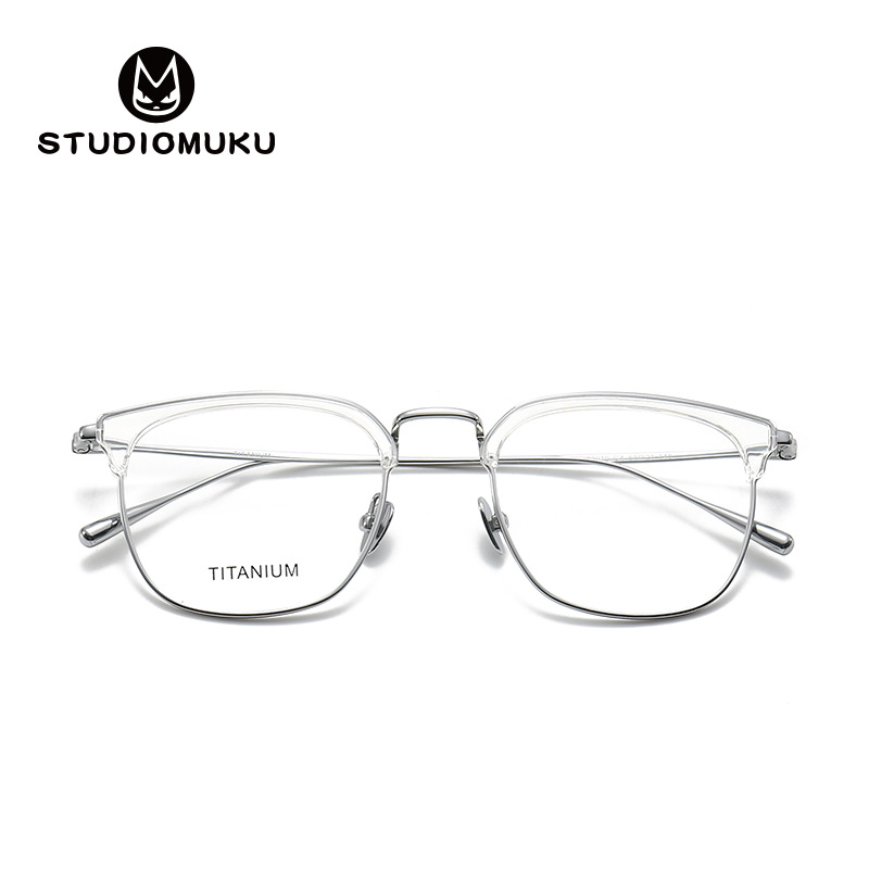 STUDIOMUKU gafas de madera cool todo el marco retro con un diseño fino y ligero gafas para la miopía de cejas