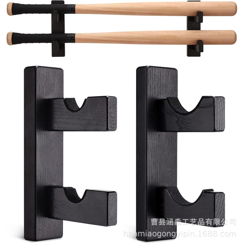 Amazon Solid Wood Baseball Rack Double-Layer Wooden Baseball Display Rack Wall Hanging Rack Softball Bat Holder