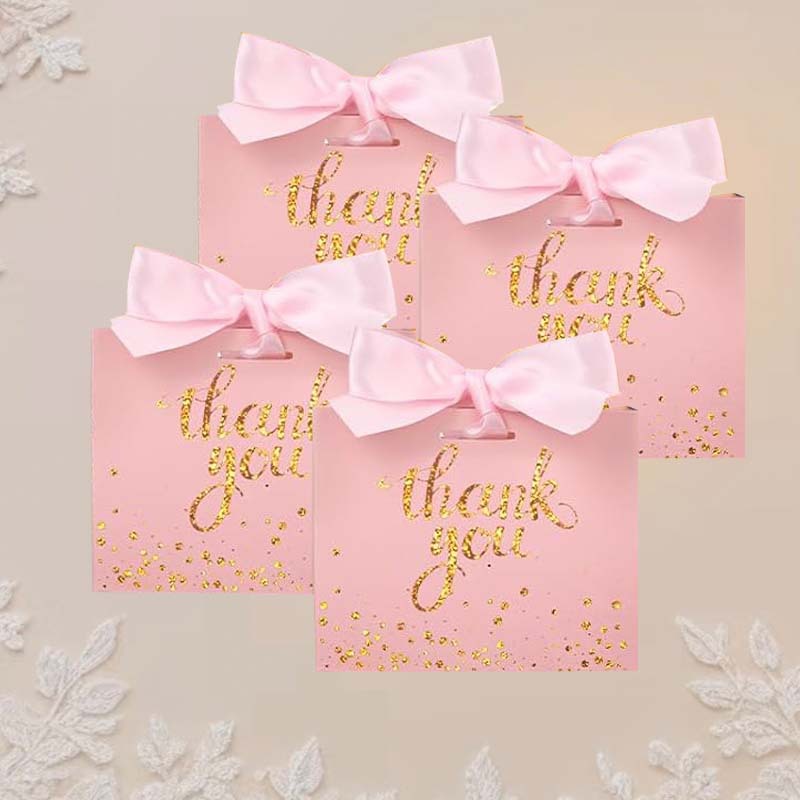 Caja de dulces para recuerdo de boda, pequeña caja de regalo negra con estampado dorado, bolsa de regalo para Navidad, cumpleaños o fiestas, caja de regalo de recuerdo lista para usar.
