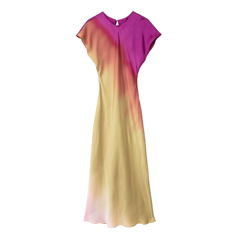 Women's A-line Skirt Elegant Round Neck Printing Sleeveless Tie Dye Gradient Color Maxi Long Dress Date display picture 1