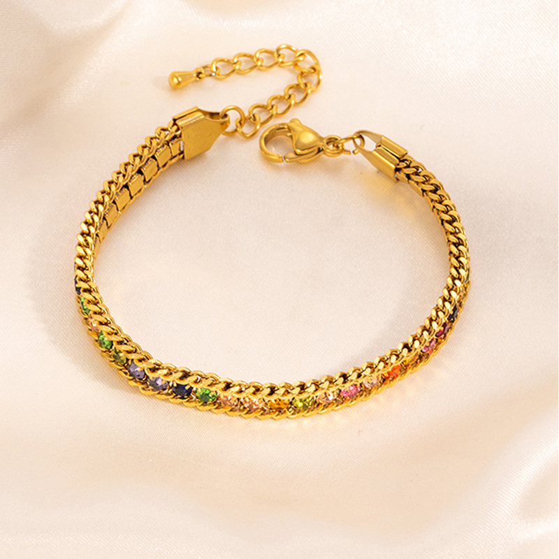 Pulseras de cadena de zirconio coloridas 0096