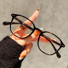 ネットセレブ すっぴん ブルーライトカット メガネ 超軽量 TR90 近視 度付きフラットミラー 楕円形 小さめフレーム 美白フレーム